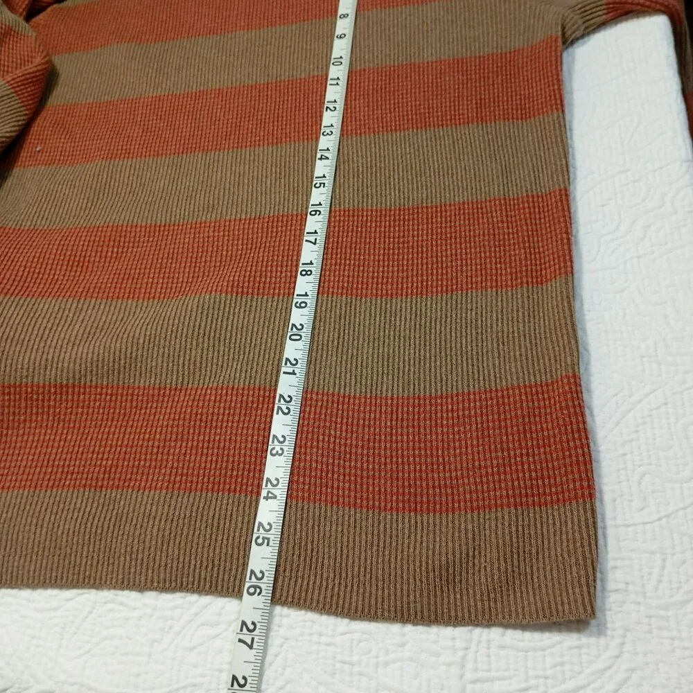 Banana Republic Sweater Mens Striped L Brown & Red 100% Cotton Crewneck